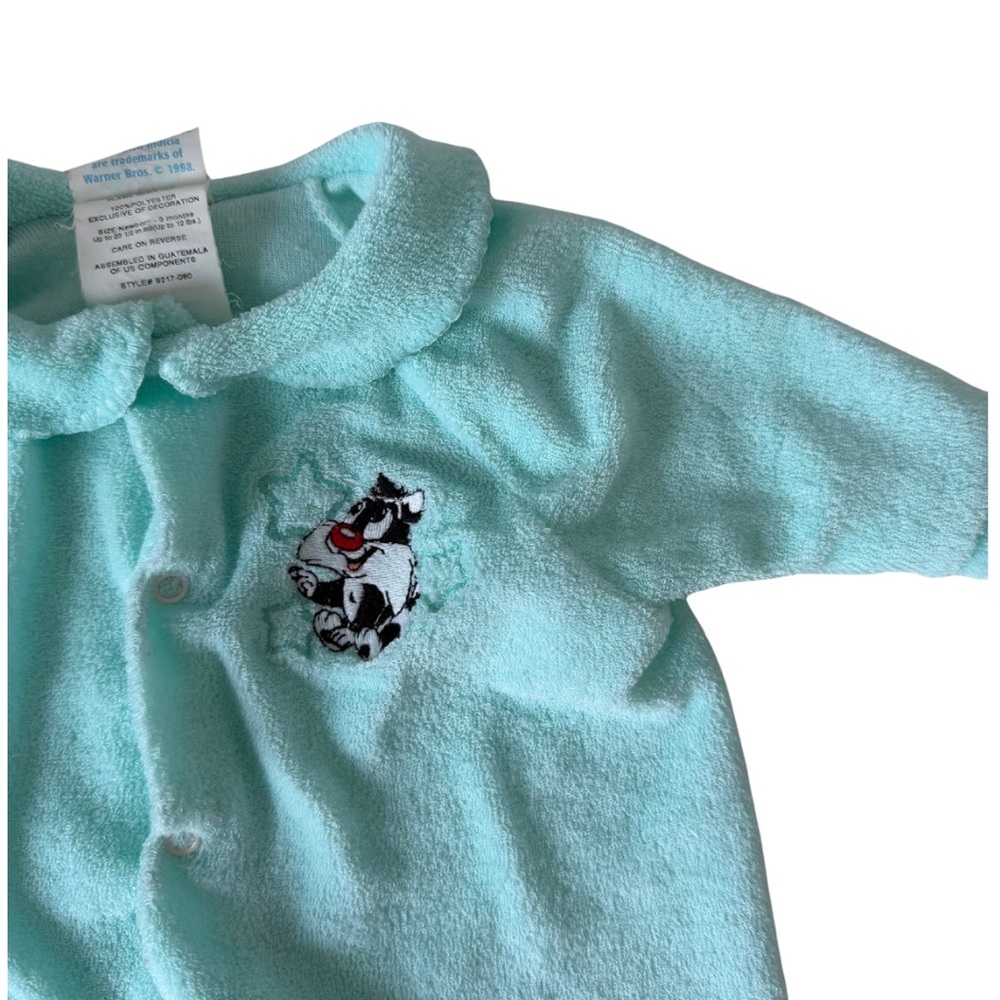 Vintage Baby Looney Tunes Sylvester Terrycloth Sleeper NB Unisex